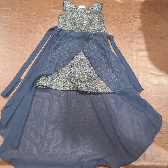 Rare Editions Big Girls Glitter Mesh Dress Sz 10 - Picture 1 of 4